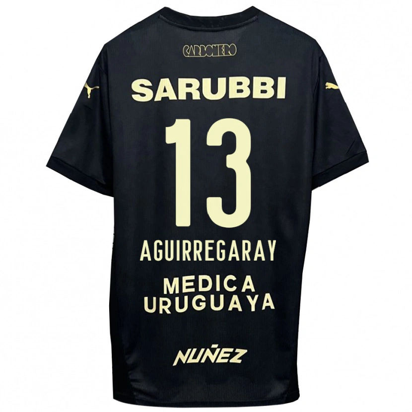 Danxen Mulher Camisola Matías Aguirregaray #13 Preto Dourado Alternativa 2025/26 Camisa