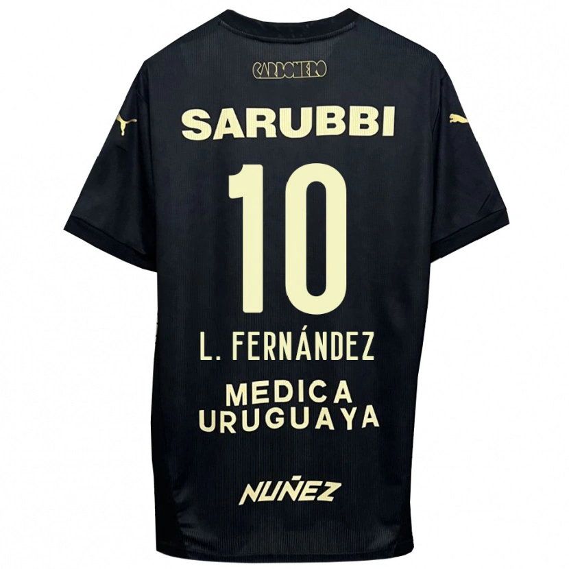 Danxen Mulher Camisola Leonardo Fernández #10 Preto Dourado Alternativa 2025/26 Camisa