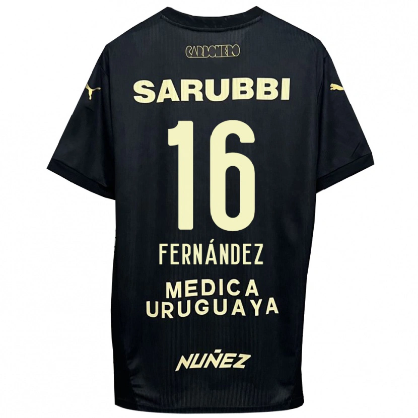 Danxen Mulher Camisola Adrián Fernández #16 Preto Dourado Alternativa 2025/26 Camisa