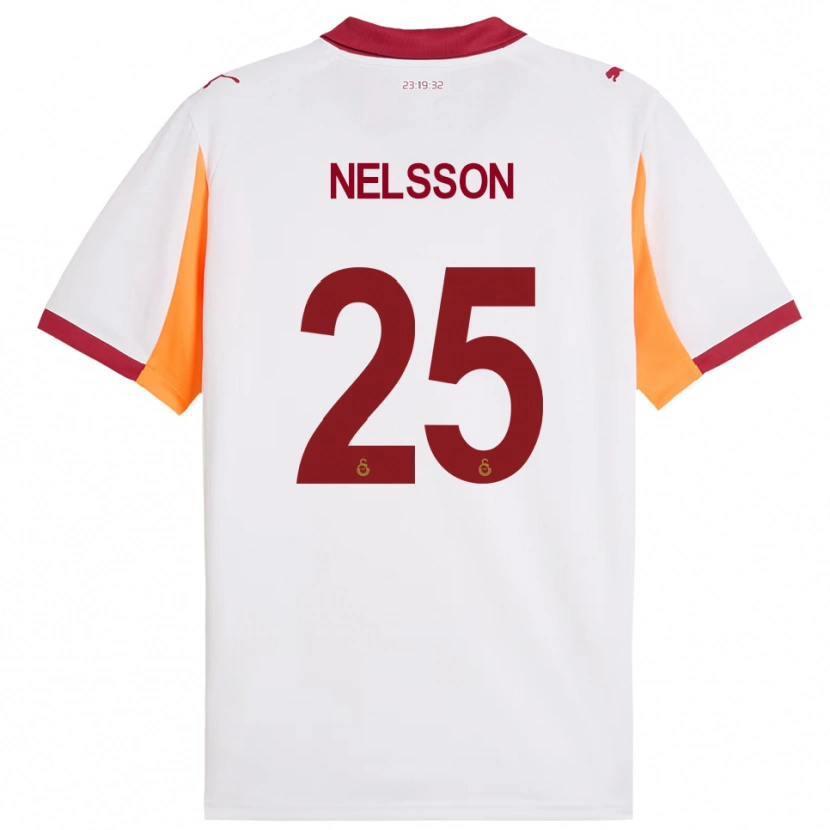 Danxen Mulher Camisola Victor Nelsson #25 Branco Vermelho Alternativa 2025/26 Camisa