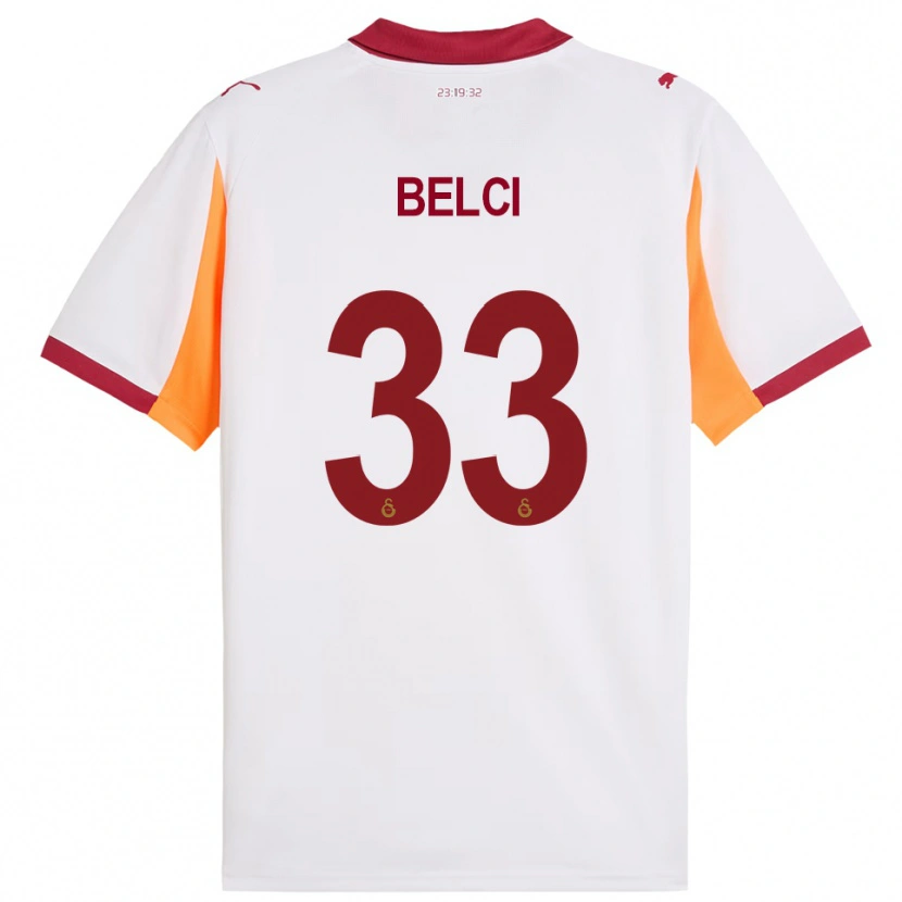 Danxen Mulher Camisola Çiğdem Belci #33 Branco Vermelho Alternativa 2025/26 Camisa