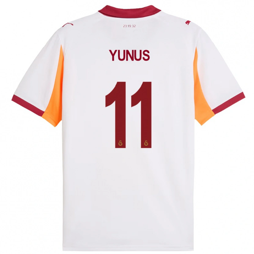 Danxen Mulher Camisola Yunus Akgün #11 Branco Vermelho Alternativa 2025/26 Camisa