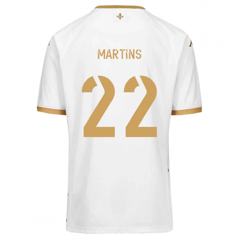 Danxen Mulher Camisola Nicolas Martins #22 Branco Dourado Alternativa 2025/26 Camisa