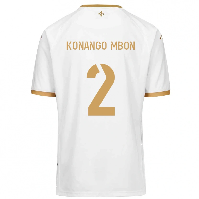 Danxen Mulher Camisola Jordan Konango Mbon #2 Branco Dourado Alternativa 2025/26 Camisa