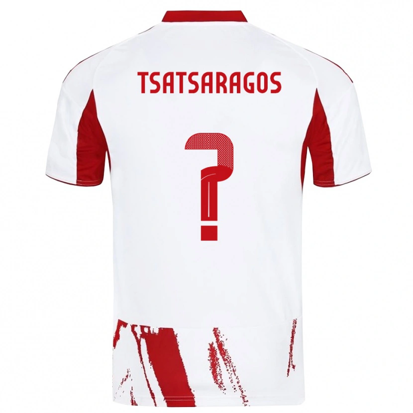 Danxen Mulher Camisola Giannis Tsatsaragos #0 Branco Vermelho Alternativa 2025/26 Camisa