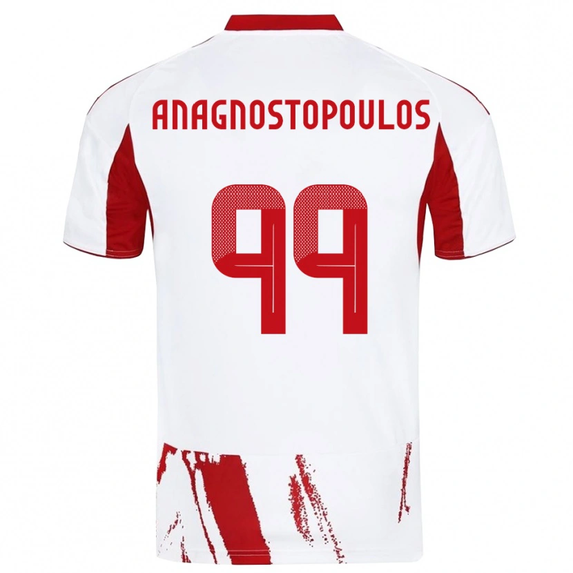 Danxen Mulher Camisola Alexandros Anagnostopoulos #99 Branco Vermelho Alternativa 2025/26 Camisa