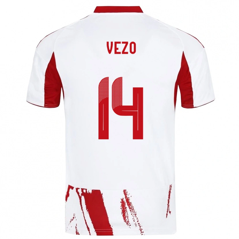 Danxen Mulher Camisola Rúben Vezo #14 Branco Vermelho Alternativa 2025/26 Camisa