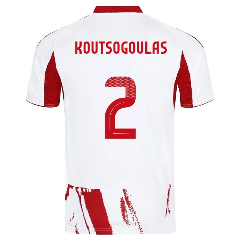 Danxen Mulher Camisola Athanasios Koutsogoulas #2 Branco Vermelho Alternativa 2025/26 Camisa