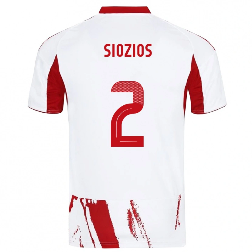 Danxen Mulher Camisola Georgios Siozios #2 Branco Vermelho Alternativa 2025/26 Camisa