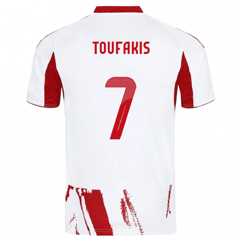 Danxen Mulher Camisola Paschalis Toufakis #7 Branco Vermelho Alternativa 2025/26 Camisa