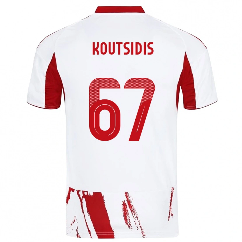 Danxen Mulher Camisola Isidoros Koutsidis #67 Branco Vermelho Alternativa 2025/26 Camisa