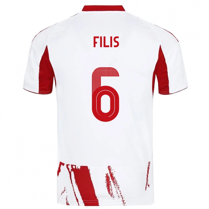 Danxen Mulher Camisola Christos Filis #6 Branco Vermelho Alternativa 2025/26 Camisa