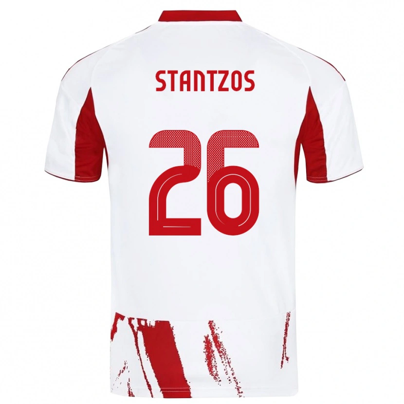 Danxen Mulher Camisola Athanasios Stantzos #26 Branco Vermelho Alternativa 2025/26 Camisa