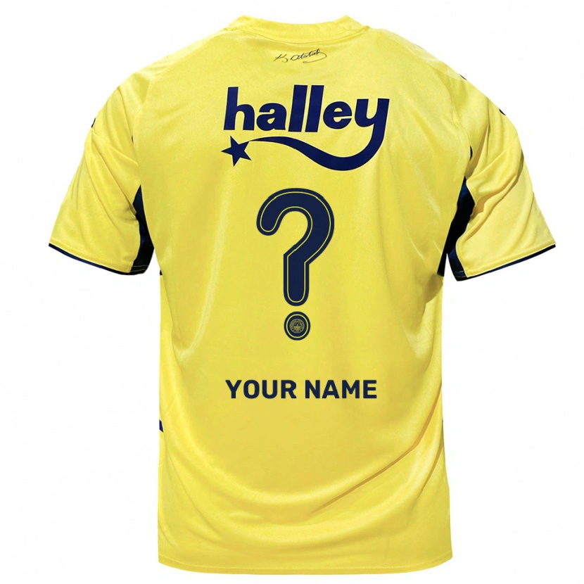 Danxen Mulher Camisola Seu Nome #0 Amarelo Marinho Alternativa 2025/26 Camisa
