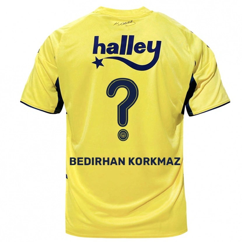 Danxen Mulher Camisola Yağız Bedirhan Korkmaz #0 Amarelo Marinho Alternativa 2025/26 Camisa