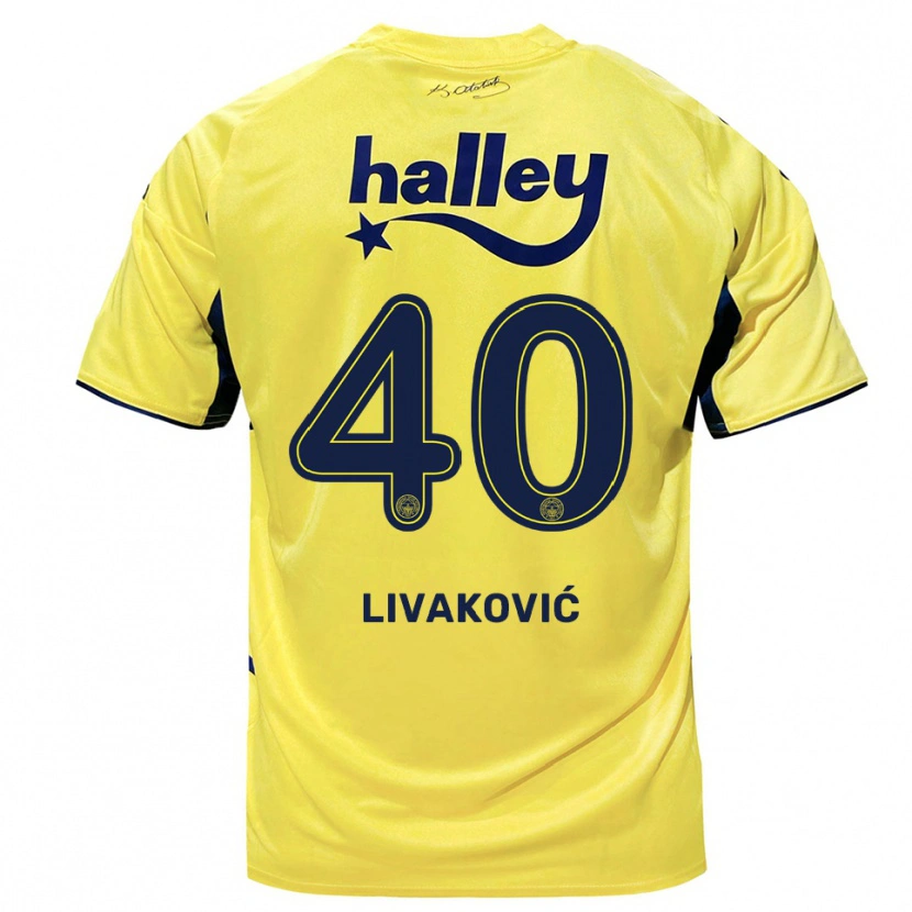 Danxen Mulher Camisola Dominik Livakovic #40 Amarelo Marinho Alternativa 2025/26 Camisa