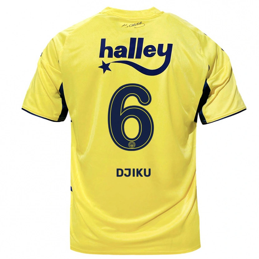 Danxen Mulher Camisola Alexander Djiku #6 Amarelo Marinho Alternativa 2025/26 Camisa