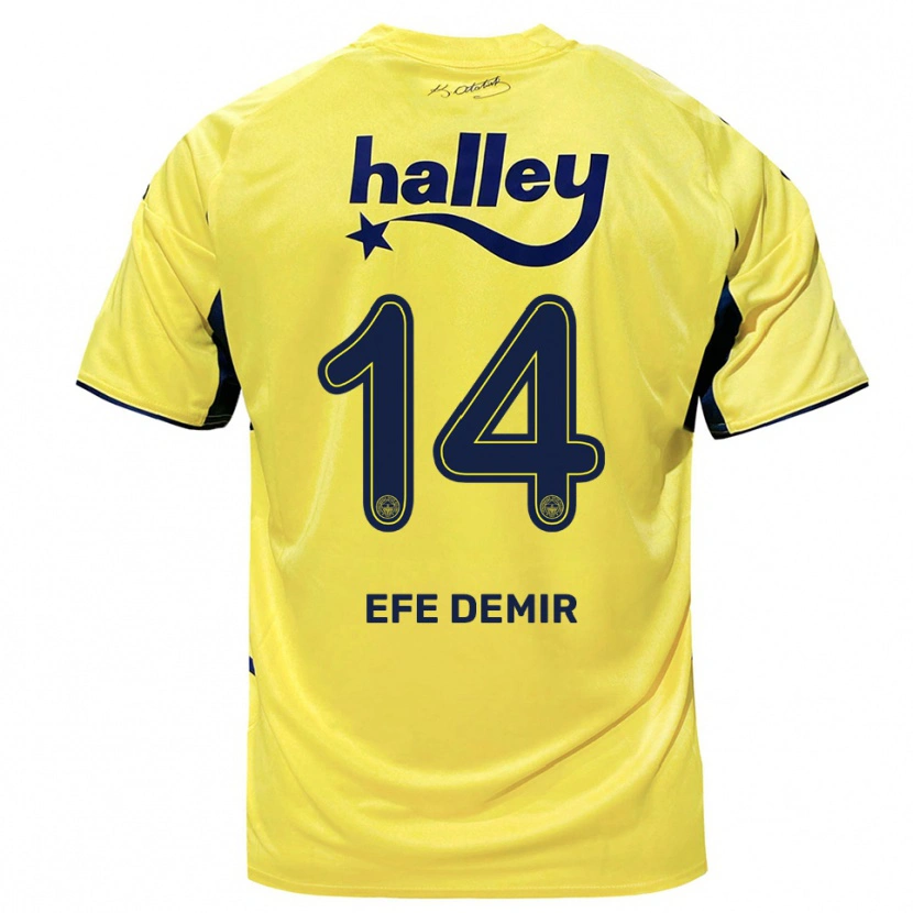 Danxen Mulher Camisola Yiğit Efe Demir #14 Amarelo Marinho Alternativa 2025/26 Camisa