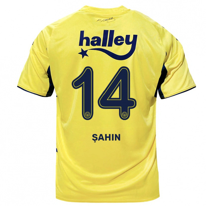 Danxen Mulher Camisola Uğur Şahin #14 Amarelo Marinho Alternativa 2025/26 Camisa
