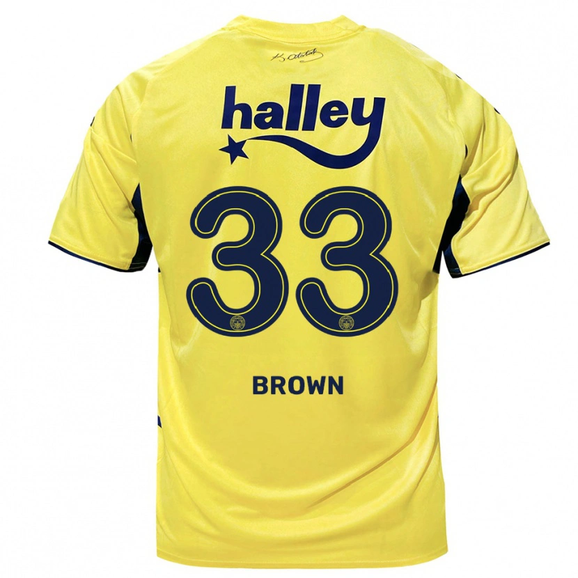 Danxen Mulher Camisola Archie Brown #33 Amarelo Marinho Alternativa 2025/26 Camisa