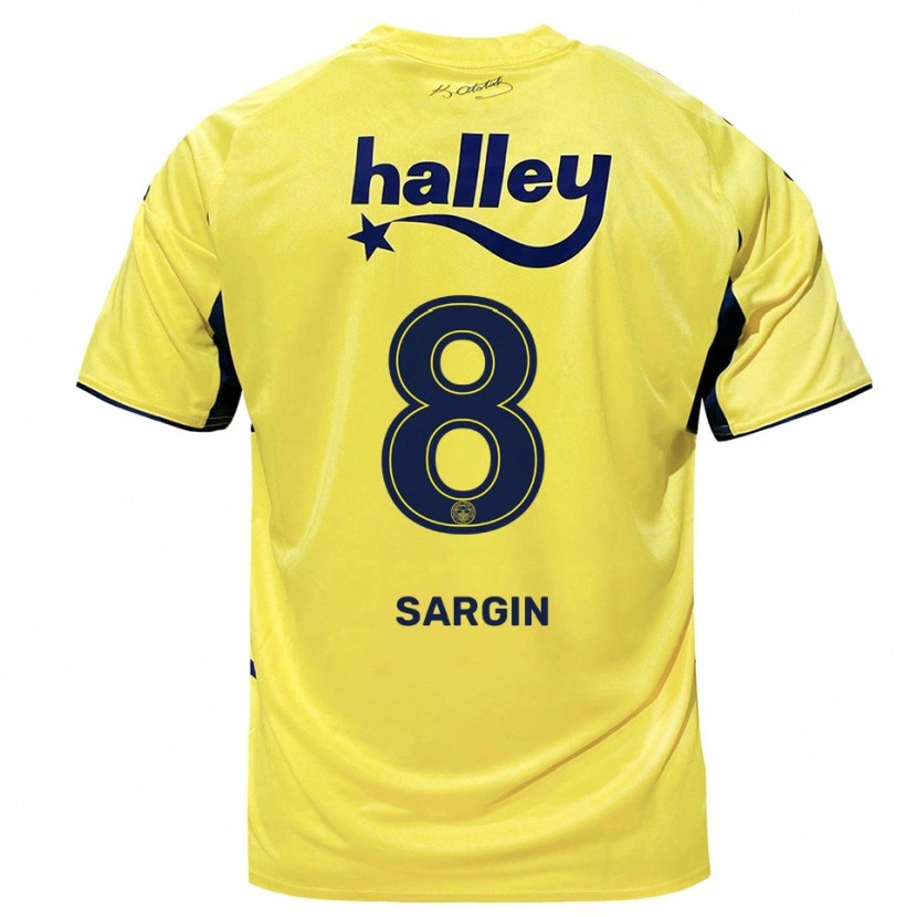 Danxen Mulher Camisola Samet Sargın #8 Amarelo Marinho Alternativa 2025/26 Camisa