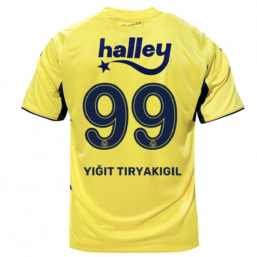 Danxen Mulher Camisola Ömer Yiğit Tiryakigil #99 Amarelo Marinho Alternativa 2025/26 Camisa