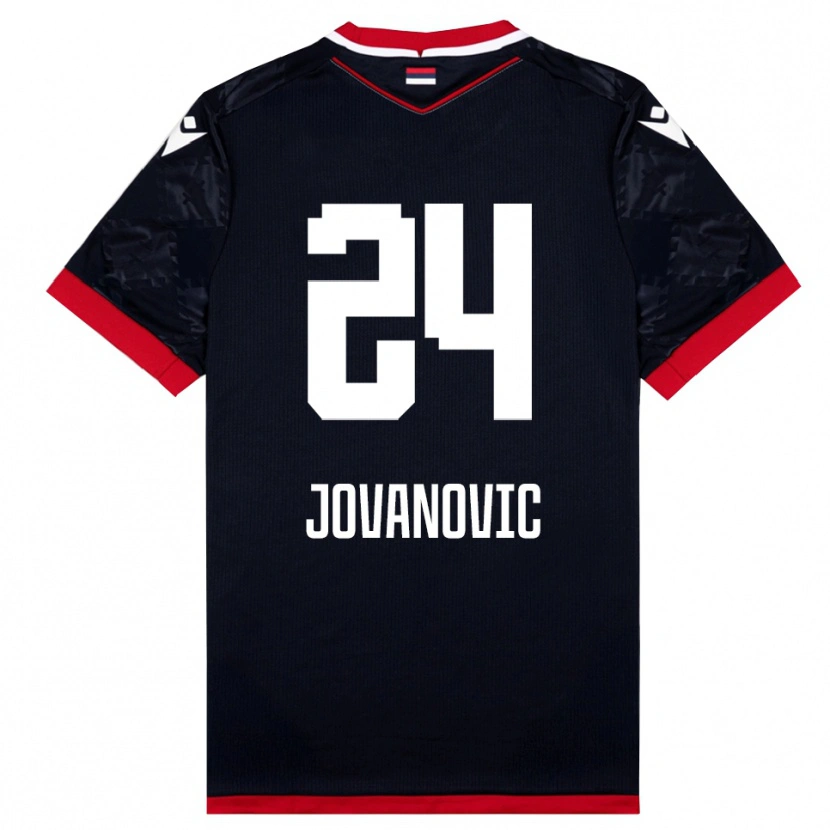 Danxen Mulher Camisola Luka Jovanovic #24 Preto Vermelho Alternativa 2025/26 Camisa