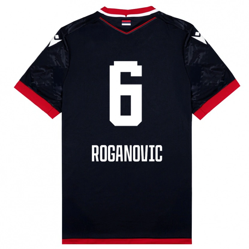 Danxen Mulher Camisola Vuk Roganovic #6 Preto Vermelho Alternativa 2025/26 Camisa