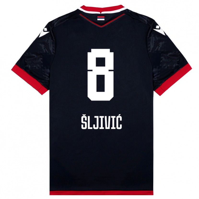 Danxen Mulher Camisola Jovan Sljivic #8 Preto Vermelho Alternativa 2025/26 Camisa