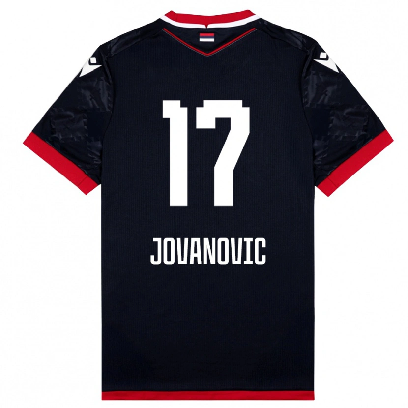 Danxen Mulher Camisola Dusan Jovanovic #17 Preto Vermelho Alternativa 2025/26 Camisa