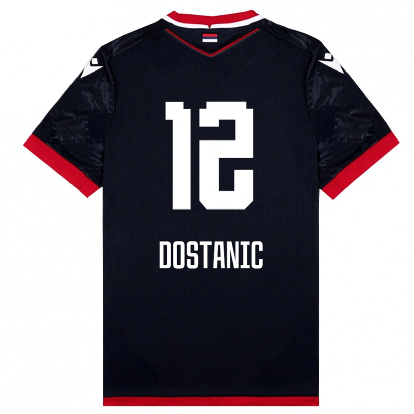 Danxen Mulher Camisola Filip Dostanic #12 Preto Vermelho Alternativa 2025/26 Camisa