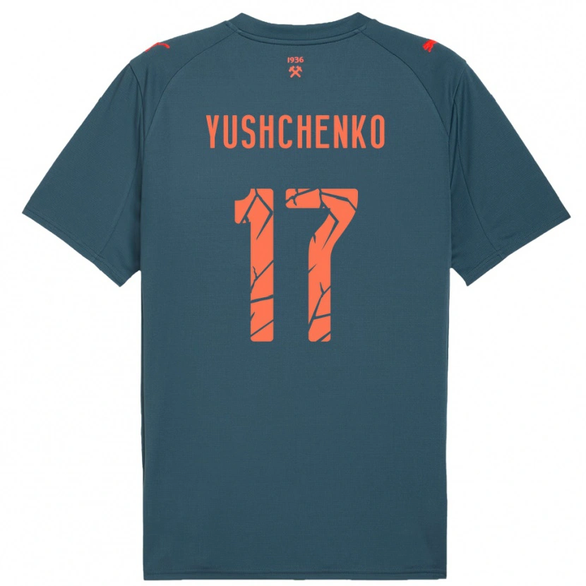 Danxen Mulher Camisola Oleksandr Yushchenko #17 Marinho Vermelho Alternativa 2025/26 Camisa