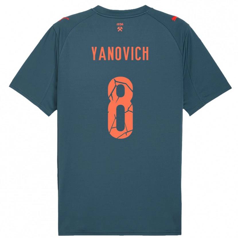 Danxen Mulher Camisola Yevgen Yanovich #8 Marinho Vermelho Alternativa 2025/26 Camisa