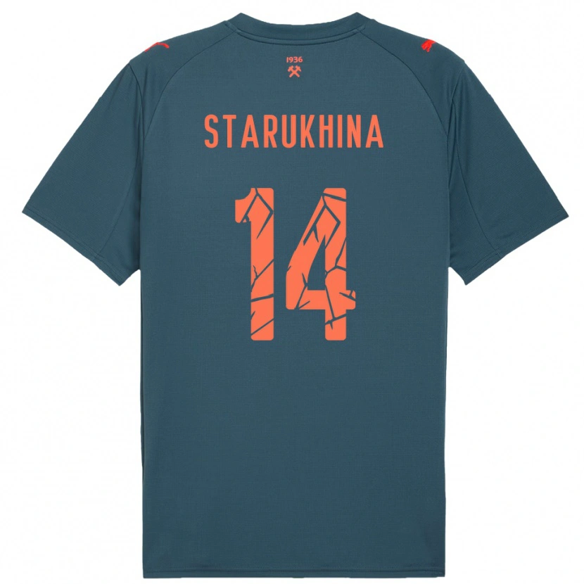 Danxen Mulher Camisola Alina Starukhina #14 Marinho Vermelho Alternativa 2025/26 Camisa