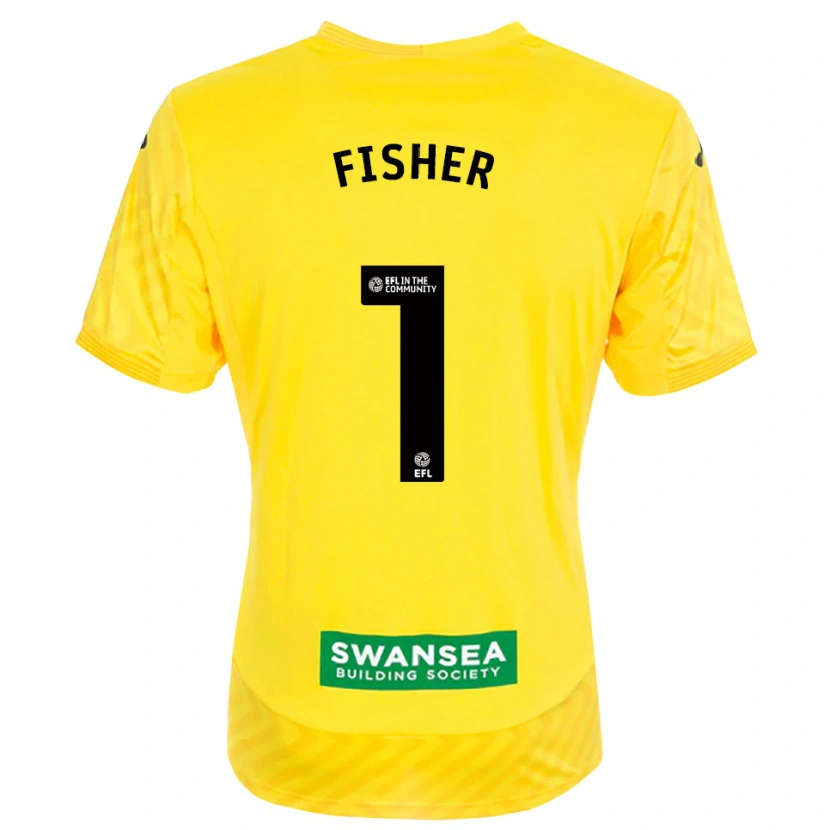 Danxen Criança Andy Fisher #1 Amarelo Preto Camisola Guarda-Redes 2025/26 Camisa
