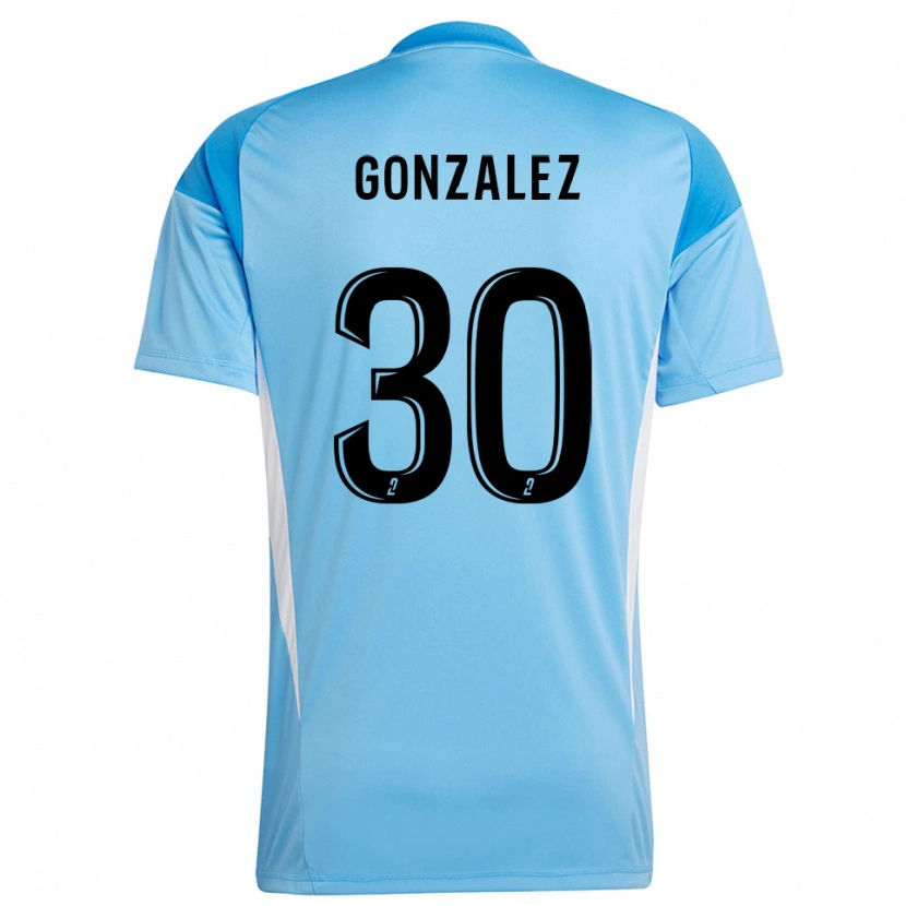 Danxen Criança Matéo Gonzalez #30 Branco Azul Céu Camisola Guarda-Redes 2025/26 Camisa