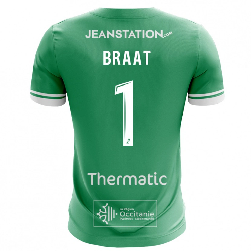 Danxen Criança Quentin Braat #1 Verde Branco Camisola Guarda-Redes 2025/26 Camisa