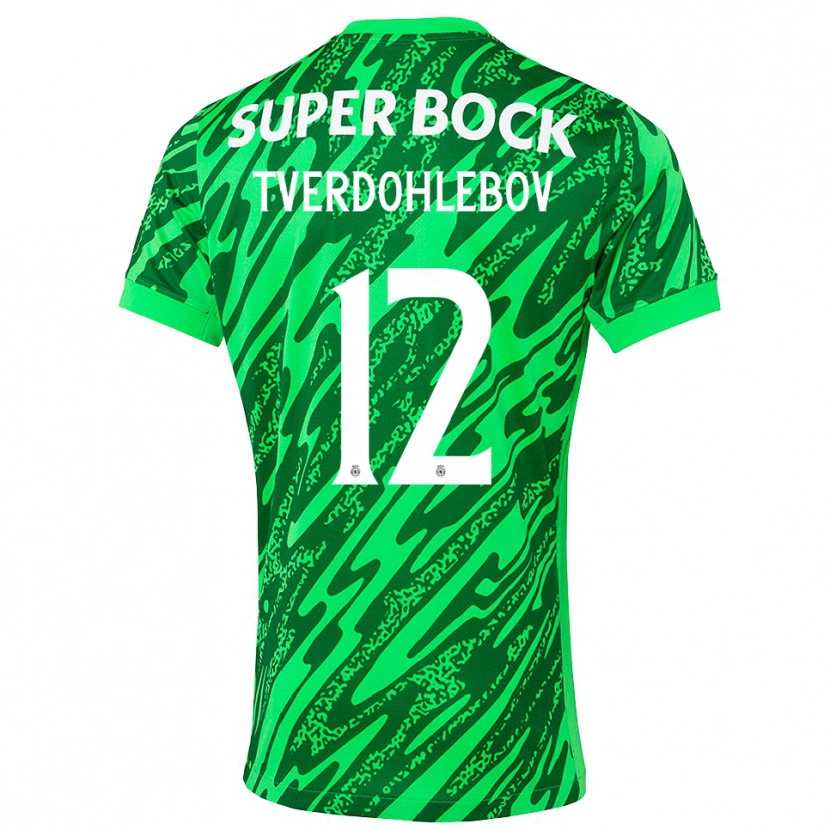 Danxen Criança Alex Tverdohlebov #12 Verde Branco Camisola Guarda-Redes 2025/26 Camisa