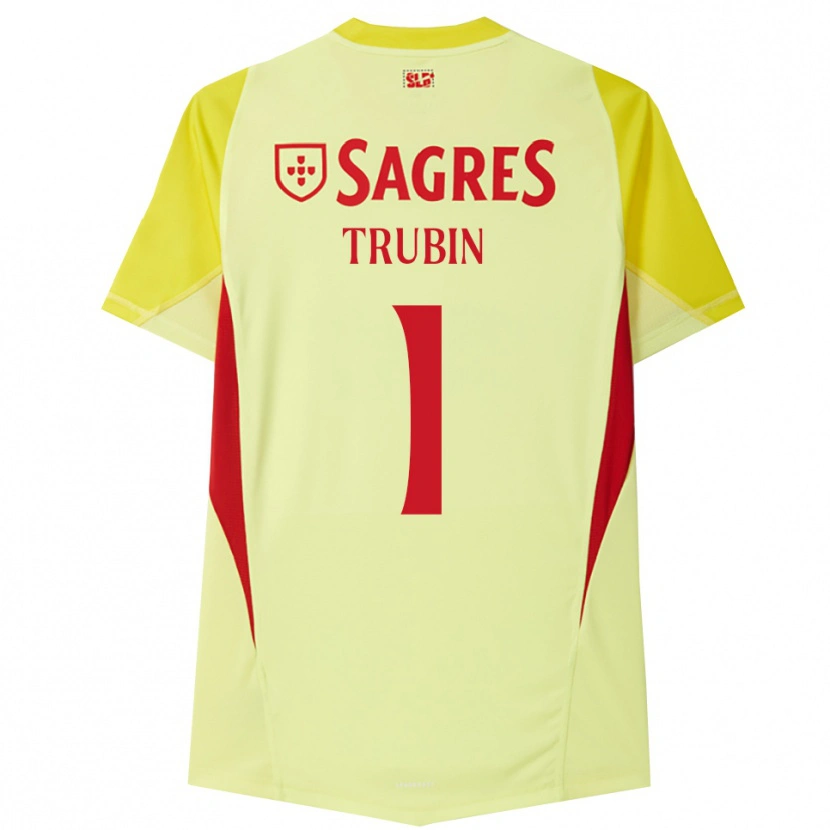 Danxen Criança Anatoliy Trubin #1 Amarelo Vermelho Camisola Guarda-Redes 2025/26 Camisa