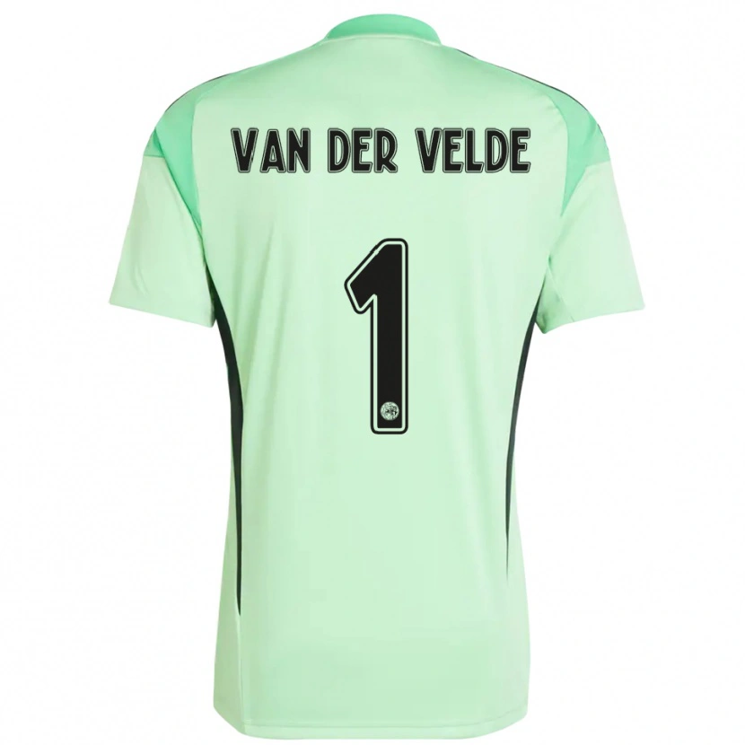 Danxen Criança Valentijn van der Velde #1 Verde Claro Preto Camisola Guarda-Redes 2025/26 Camisa