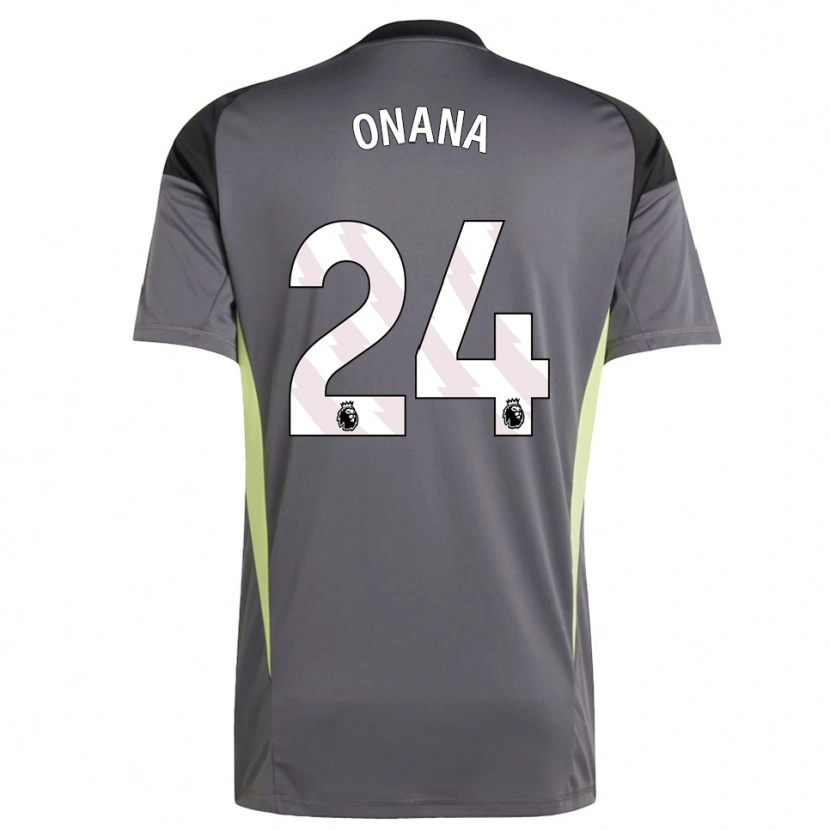 Danxen Criança André Onana #24 Cinza Escuro Branco Camisola Guarda-Redes 2025/26 Camisa