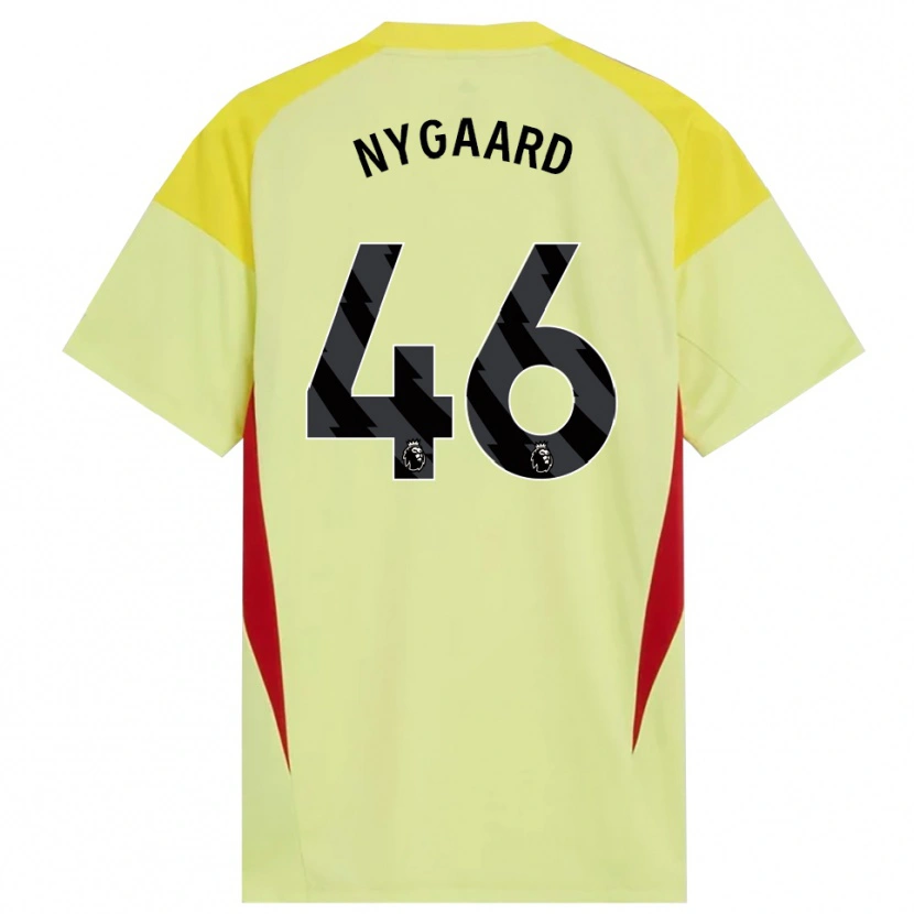 Danxen Criança Lucas Nygaard #46 Amarelo Vermelho Preto Camisola Guarda-Redes 2025/26 Camisa
