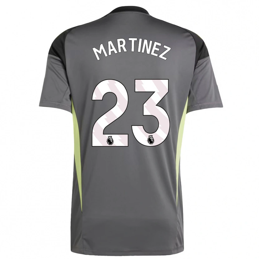 Danxen Criança Emiliano Martínez #23 Cinza Escuro Preto Camisola Guarda-Redes 2025/26 Camisa