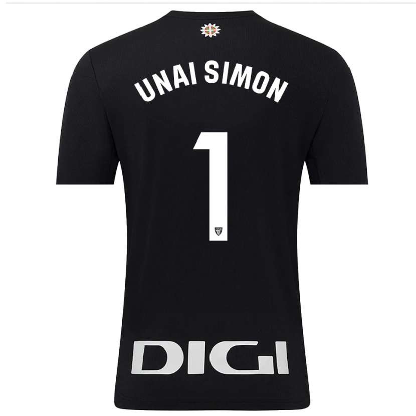 Danxen Criança Unai Simón #1 Preto Branco Camisola Guarda-Redes 2025/26 Camisa