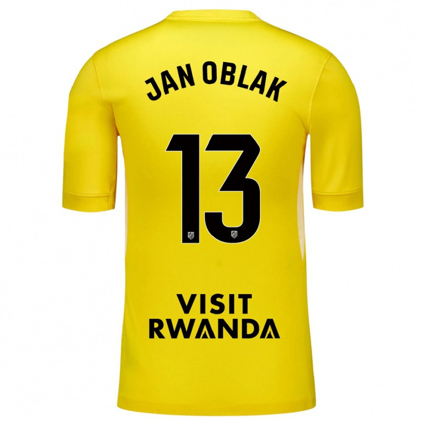 Danxen Criança Jan Oblak #13 Amarelo Preto Camisola Guarda-Redes 2025/26 Camisa