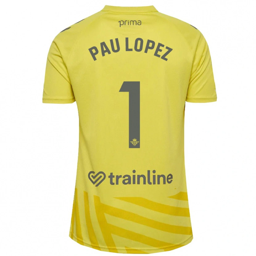 Danxen Criança Pau López #1 Amarelo Cinza Camisola Guarda-Redes 2025/26 Camisa