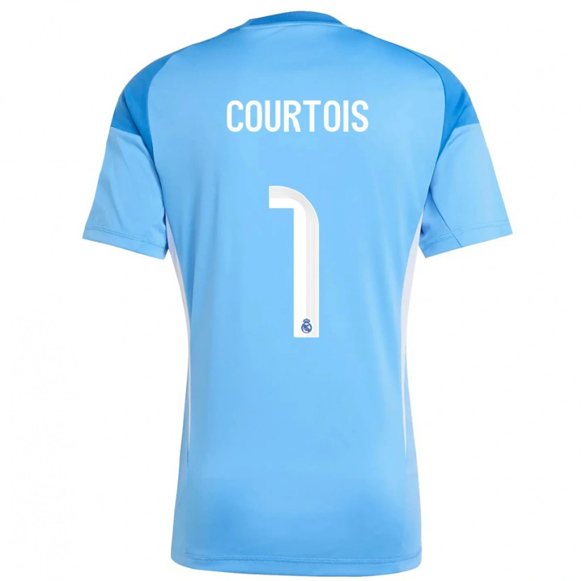 Danxen Criança Thibaut Courtois #1 Azul Céu Branco Camisola Guarda-Redes 2025/26 Camisa