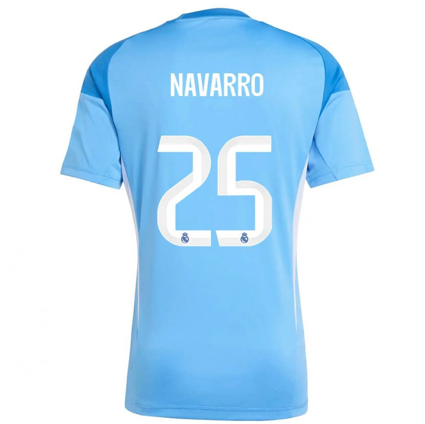 Danxen Criança Javier Navarro #25 Azul Céu Branco Camisola Guarda-Redes 2025/26 Camisa