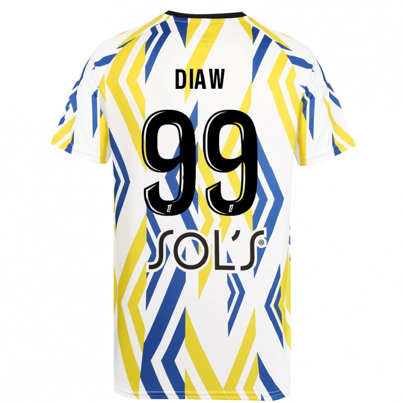 Danxen Criança Mory Diaw #99 Branco Vermelho Azul Camisola Guarda-Redes 2025/26 Camisa