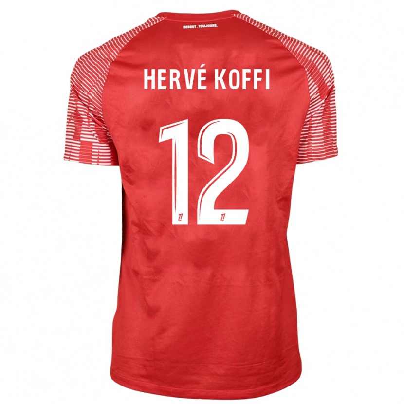 Danxen Criança Hervé Koffi #12 Vermelho Branco Camisola Guarda-Redes 2025/26 Camisa